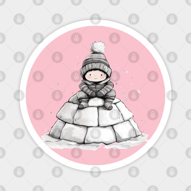 Eskimo Baby Enjoying Her Igloo Magnet by TuncGK